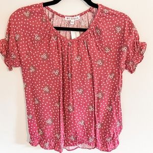 Girls Floral Blouse - Size Medium 10-12